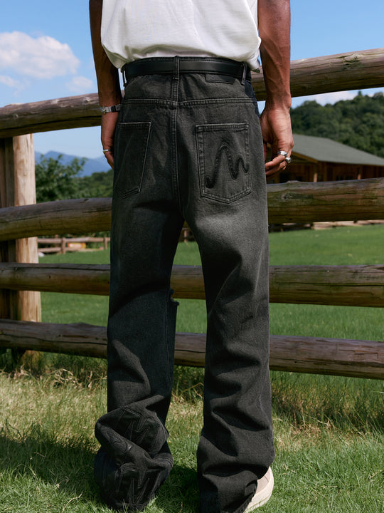 MEDM Leather Patchwork Washed Ripped Jeans | Face 3 Face