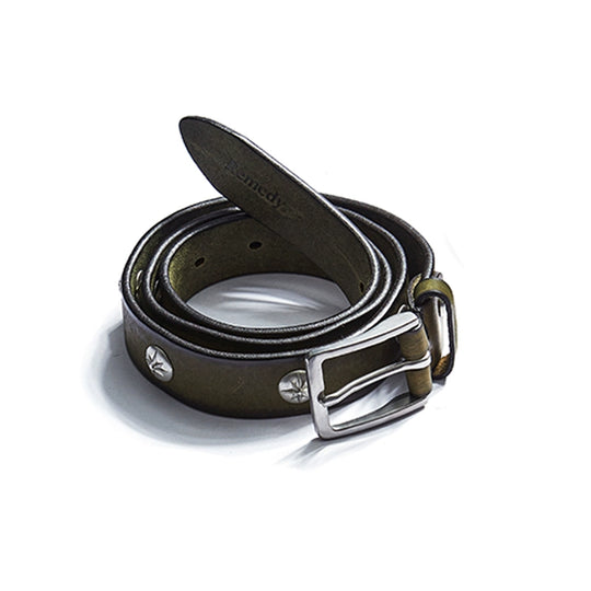 Remedy Washed Color Metal Studded Leather Belt | Face 3 Face