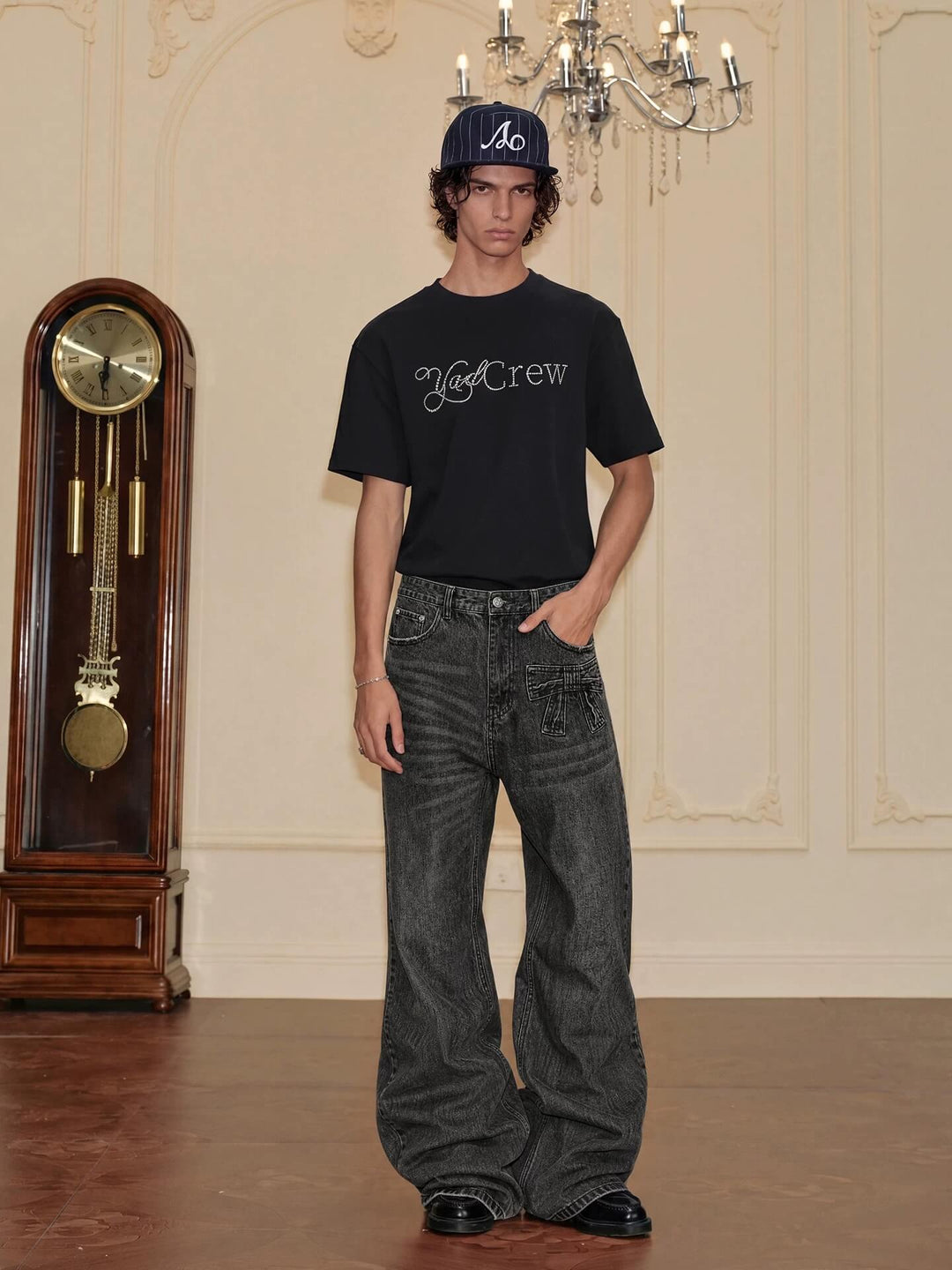 YADcrew Ribbon Patch Distressed Vintage Flared Jeans | Face 3 Face