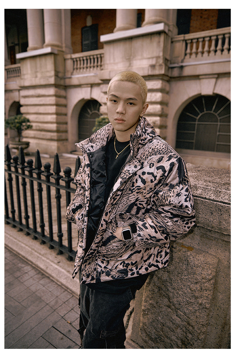 Remedy x STA STARMD SR Logo Leopard Print Hooded Mountain Jacket | Face 3 Face