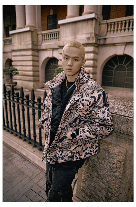 Remedy x STA STARMD SR Logo Leopard Print Hooded Mountain Jacket | Face 3 Face