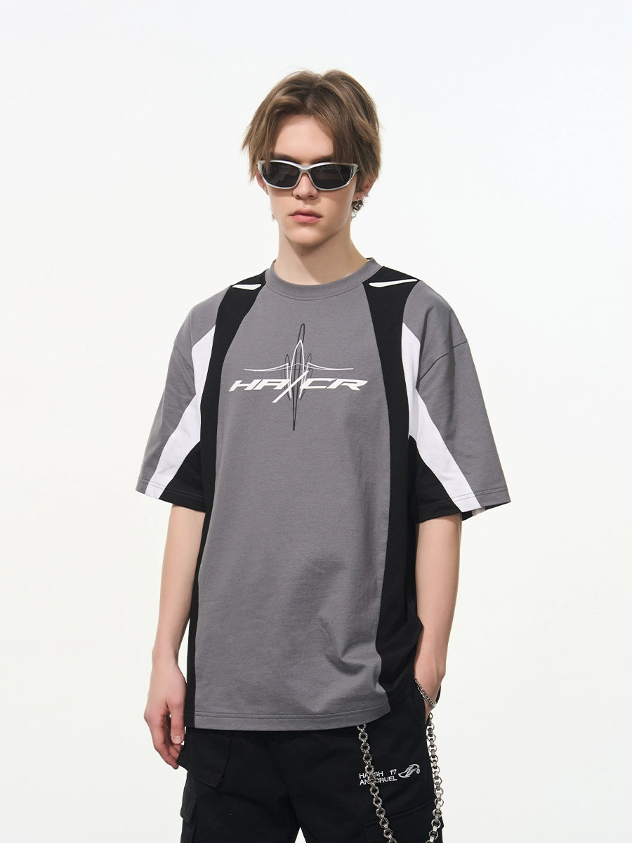 Harsh and Cruel Colorblock Racing Printed Tee
