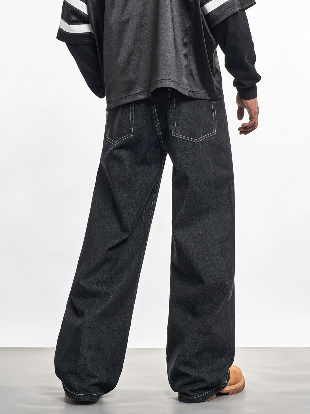 F3F Select Contrast Stitching Black Jeans | Face 3 Face