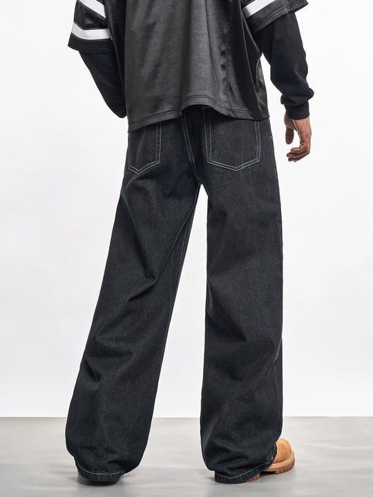 F3F Select Contrast Stitching Black Jeans | Face 3 Face