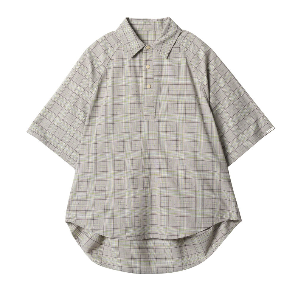 JHYQ Plaid Hot Diamond Pullover Short Sleeve Shirt