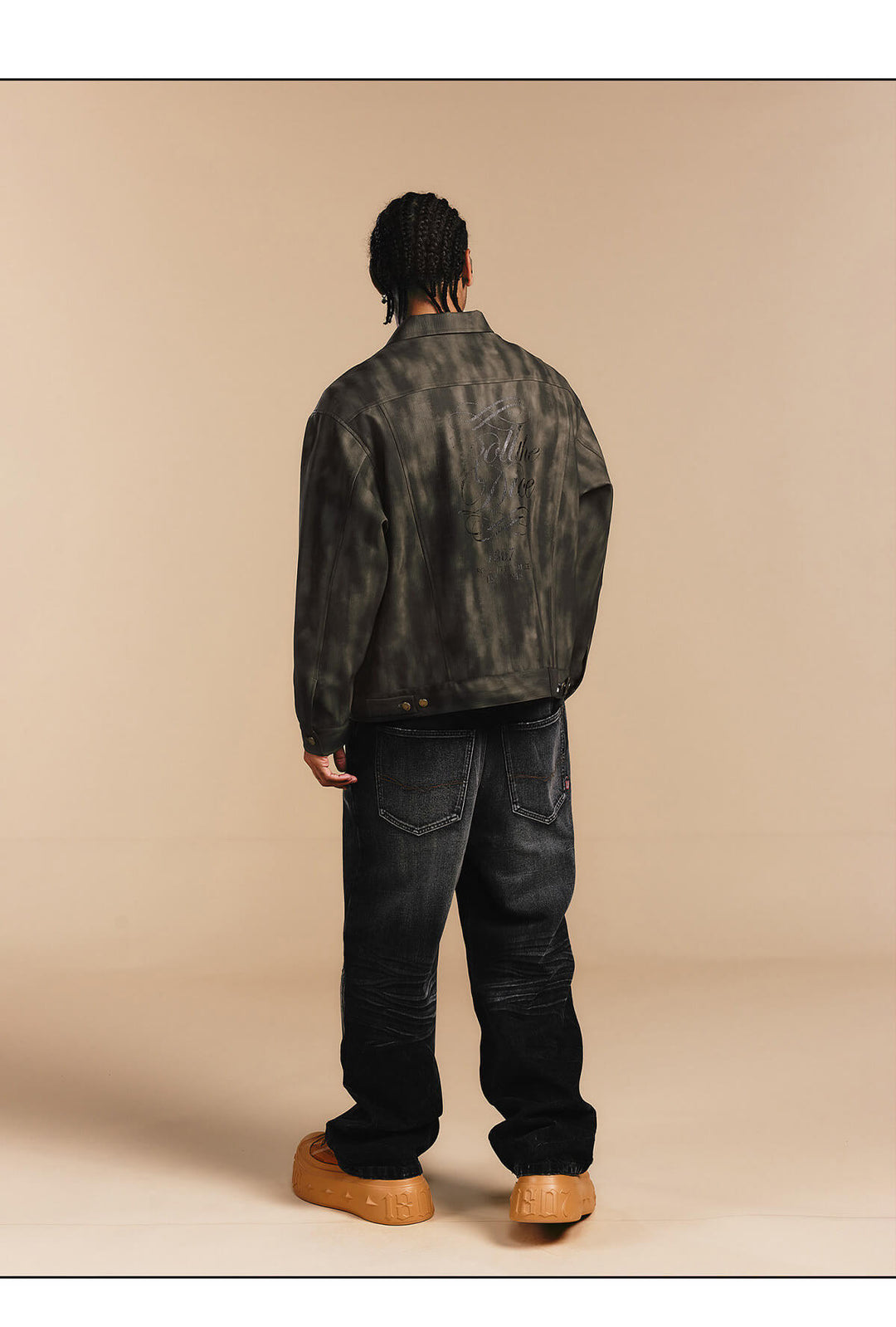 1807 ROLLTHEDICE Cat Eye Stone Embellished PU Leather Jacket | Face 3 Face