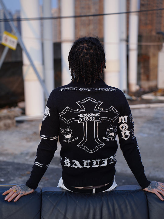 TGFCLUB 2PAC Tattoo Slim Fit Polo Knit Sweater | Face 3 Face