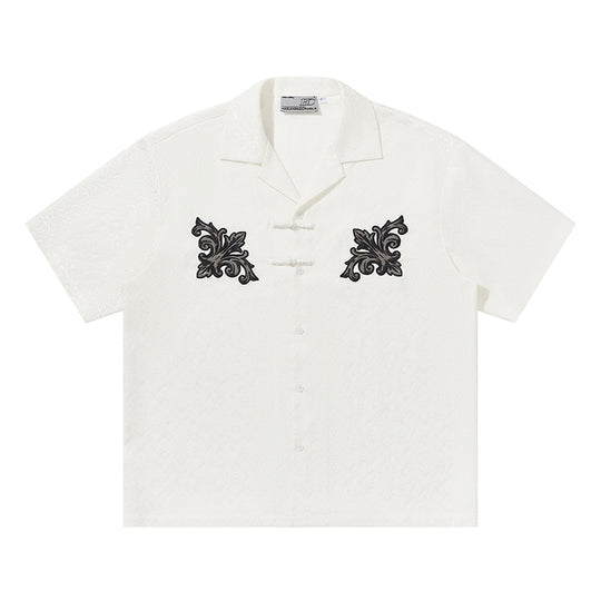 Harsh and Cruel Scout Flower Embroidery Textured Fabric Shirt