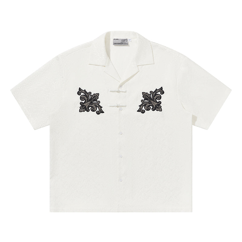 Harsh and Cruel Scout Flower Embroidery Textured Fabric Shirt