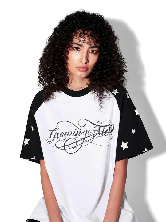 F3F Select Star Print Raglan Color Block Tee | Face 3 Face