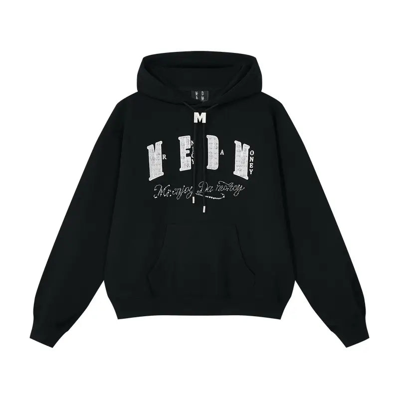 MEDM M Buckled Drawstring Pearl Logo Embroidered Hoodie | Face 3 Face