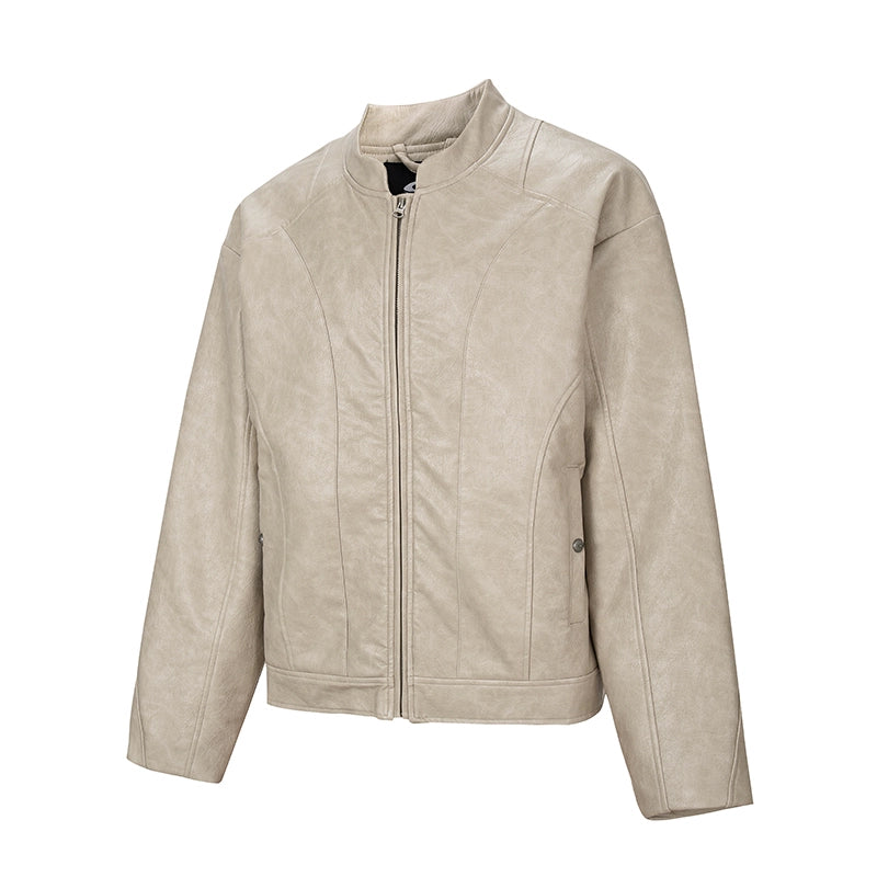 F2CE Patchwork Grain PU Leather Racing Jacket | Face 3 Face