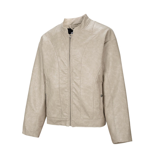 F2CE Patchwork Grain PU Leather Racing Jacket | Face 3 Face