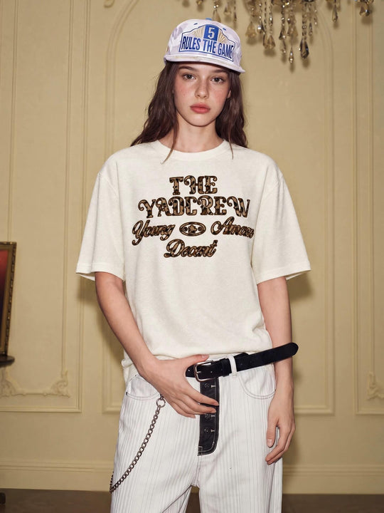 YADcrew Fuzzy Leopard Logo Patch Tee | Face 3 Face