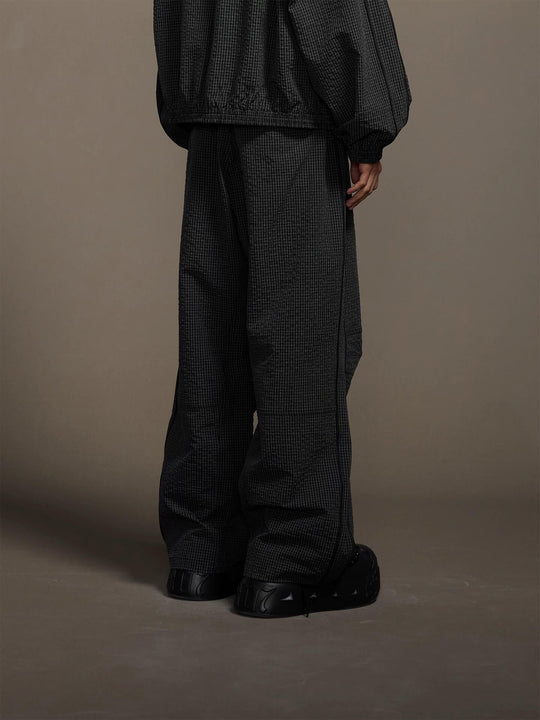 1807 Textured Plaid Wide Track Pants | Face 3 Face