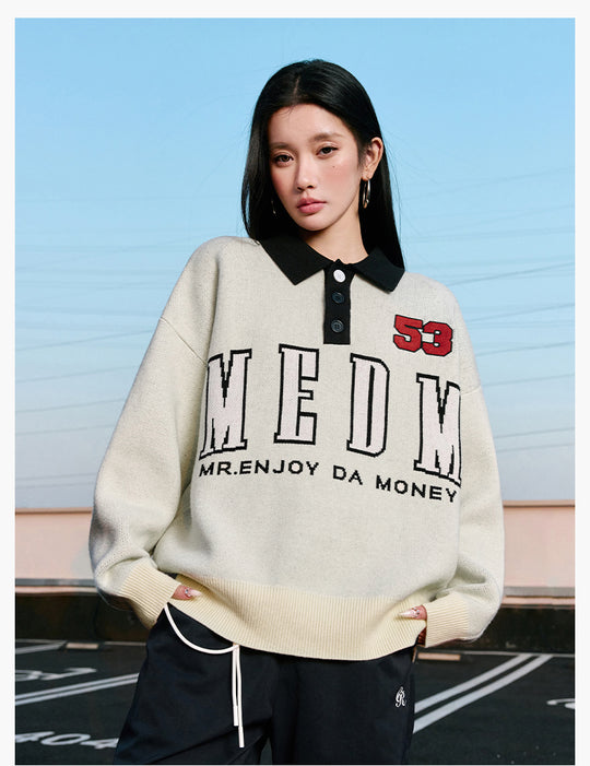 MEDM Patchwork Striped Elbow Knit Sweater | Face 3 Face