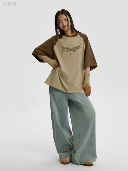 JHYQ Leopard Print Raglan Sleeves Tee