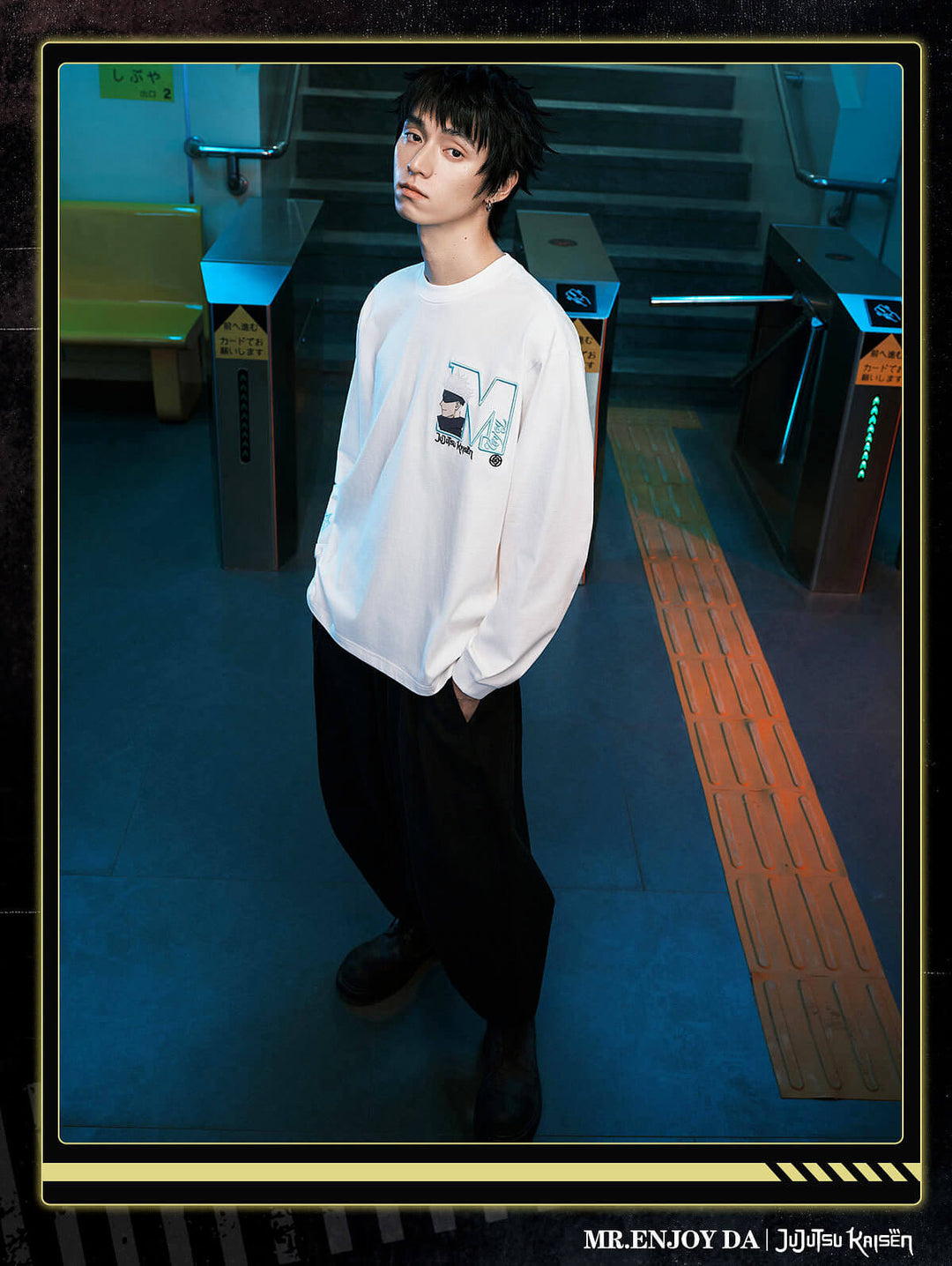 MEDM × Jujutsu Kaisen Big M Logo Character Print Embroidered Long Sleeve Tee | Face 3 Face