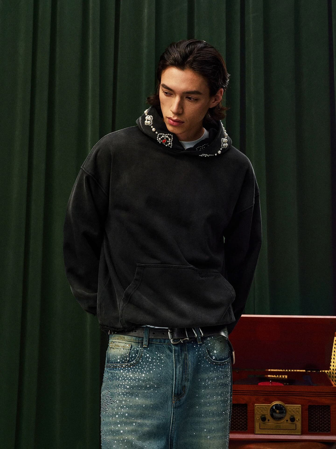 YADcrew Pearl Hood Washed Distressed Hoodie | Face 3 Face