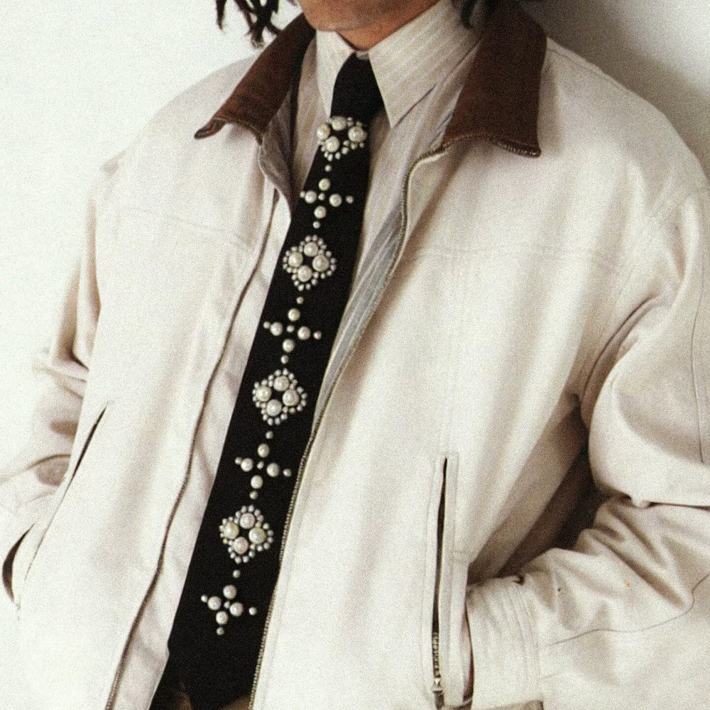 YADcrew Pearl Embellished Black Tie | Face 3 Face