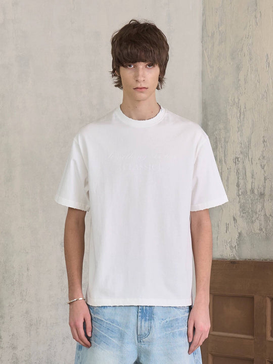 S45 Washed Distressed Letter Print Short Sleeve Tee