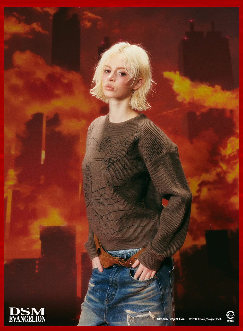 DSM x EVA Kaworu Inspired Print Knit Sweater | Face 3 Face