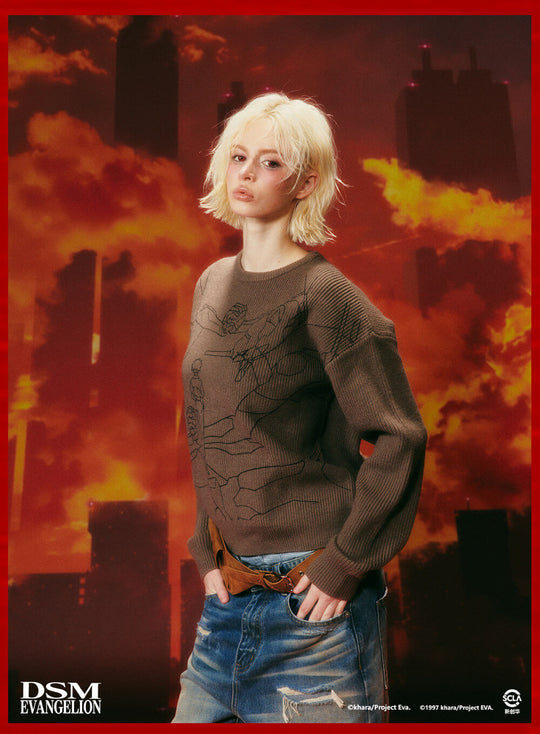 DSM x EVA Kaworu Inspired Print Knit Sweater | Face 3 Face
