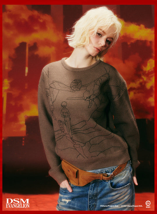 DSM x EVA Kaworu Inspired Print Knit Sweater | Face 3 Face