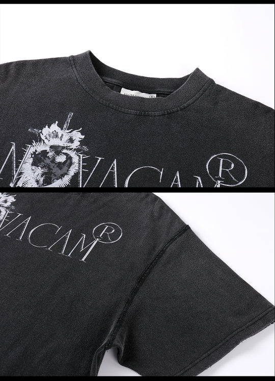 NOVACAM Vintage Frayed Logo Print Backstitch Tee | Face 3 Face