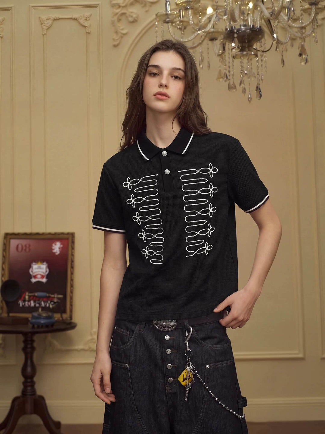 YADcrew Braid Embroidered Waffle Polo Shirt | Face 3 Face