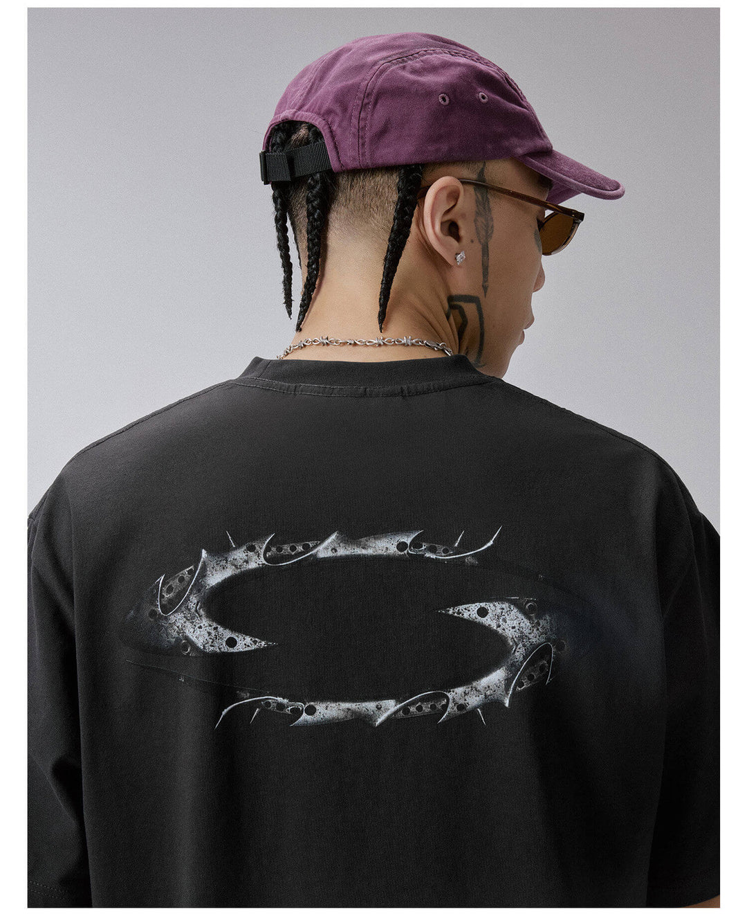 F2CE Metal Style Logo Print Washed Distressed Short Sleeve Tee | Face 3 Face