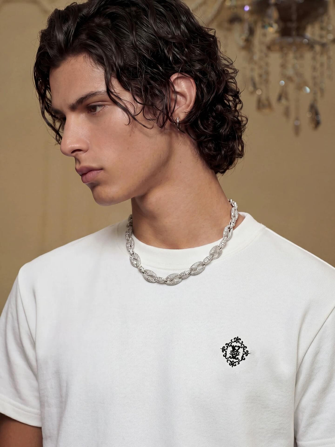 YADcrew Baroque Small Logo Embroidered Tee | Face 3 Face