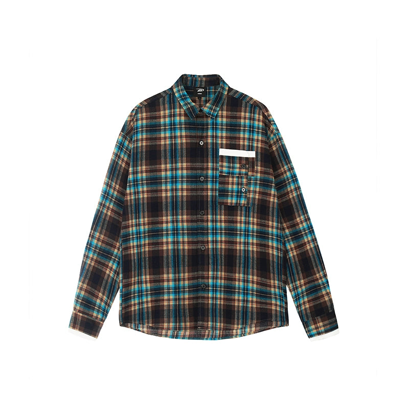 Achock Design Pocket Plaid Long Sleeved Shirt | Face 3 Face