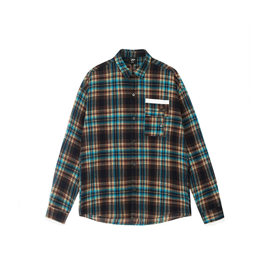 Achock Design Pocket Plaid Long Sleeved Shirt | Face 3 Face