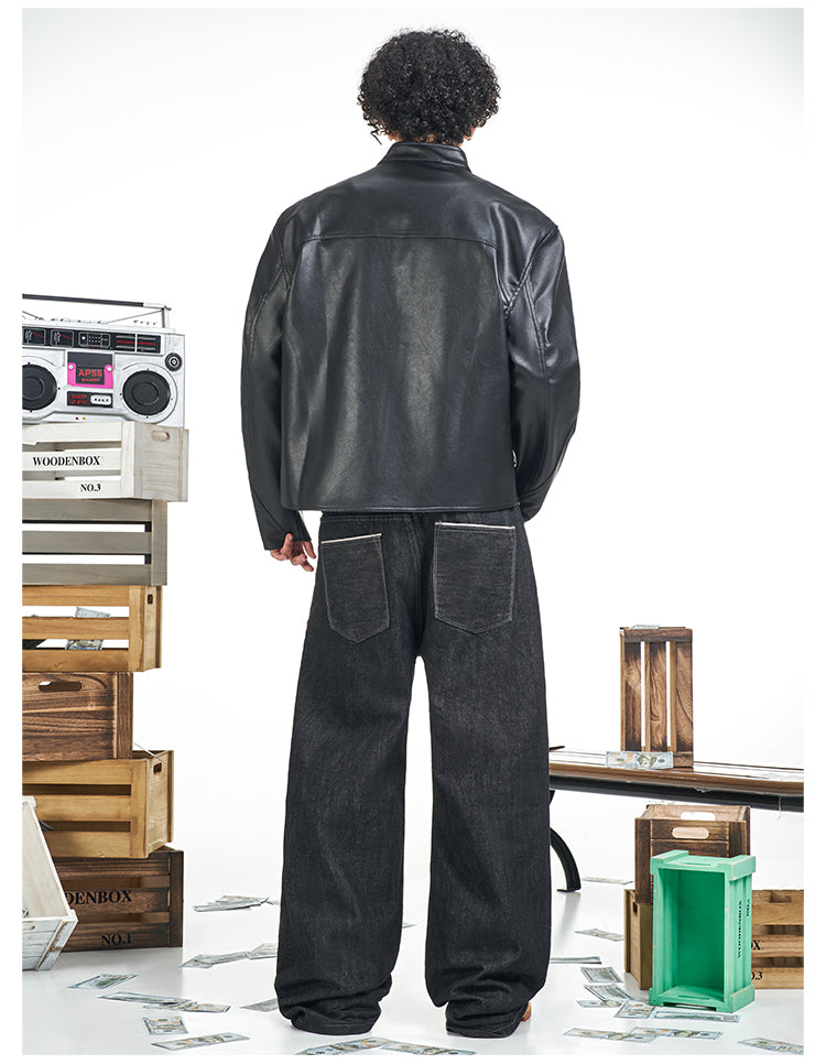 F3F Select Glossy PU Leather Racing Jacket | Face 3 Face