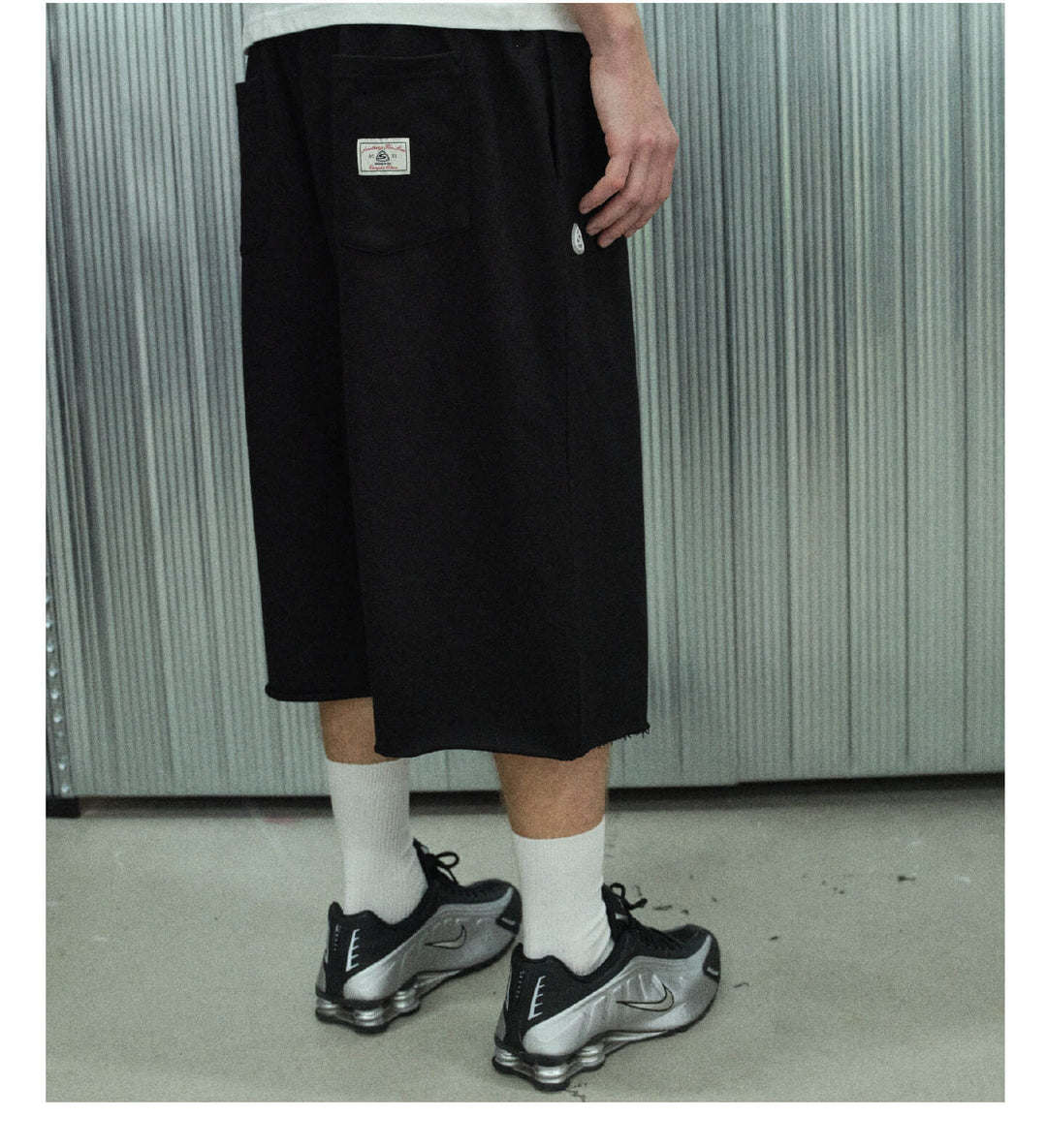 S45 Basic Heavyweight Logo Print Cutoff Baggy Sweat Shorts