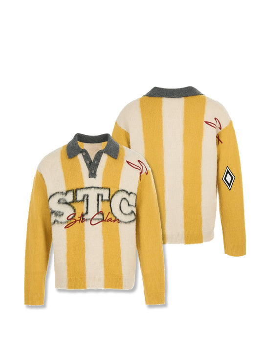 STEEPC Vertical Stripe Brushed Knit Polo Sweater | Face 3 Face