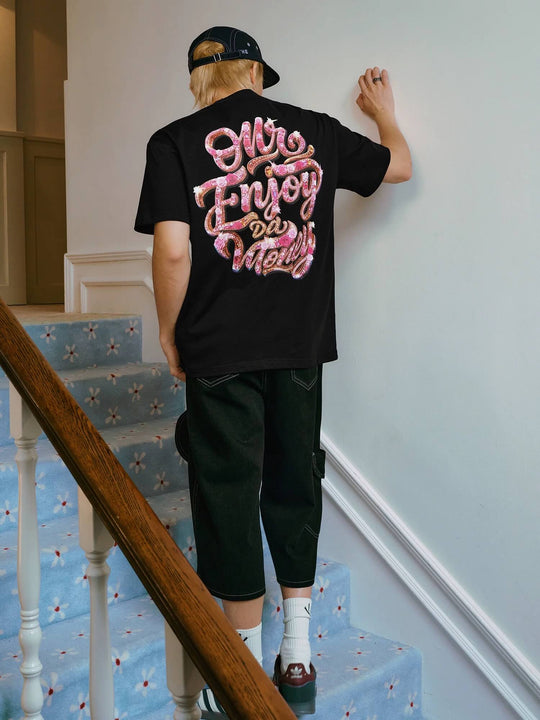 MEDM Rose Gemstone Floral Logo Print Short Sleeve Tee | Face 3 Face