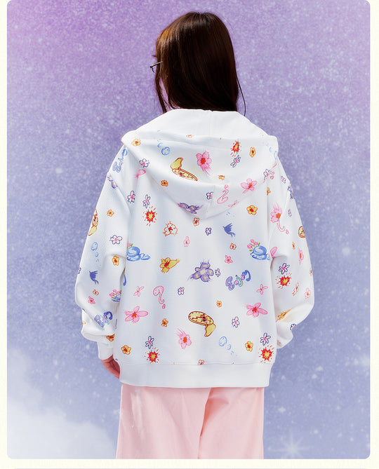 MEDM Graffiti Flower Full Print Zip Up Hoodie | Face 3 Face