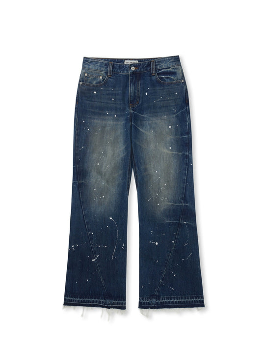 EVILKNIGHT(EK) Aged Splatter Ink Flared Denim Jeans | Face 3 Face