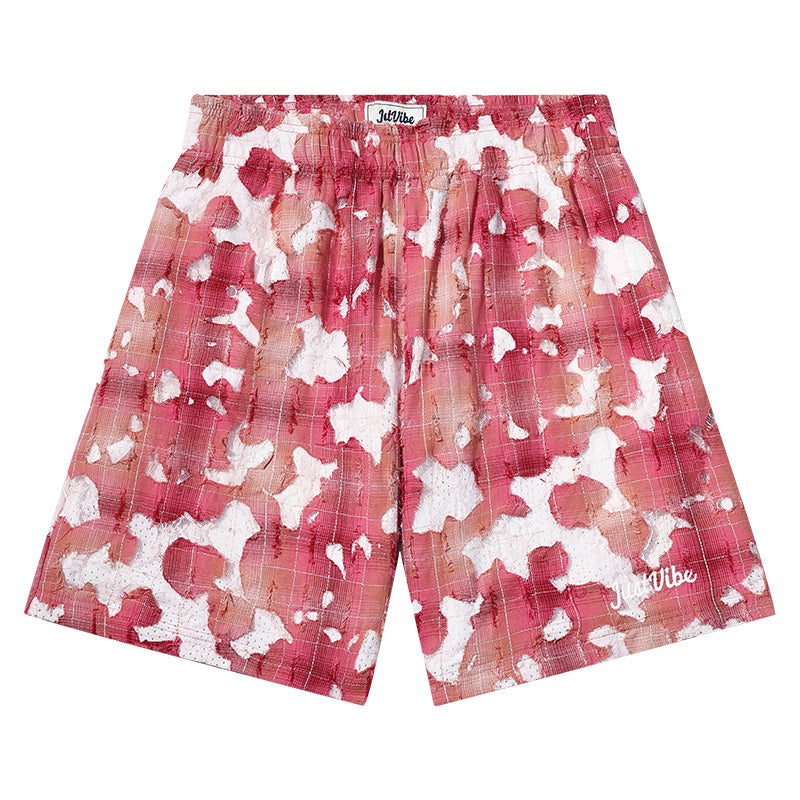 JUST VIBE Plaid Lace Trim Mesh Basketball Shorts | Face 3 Face