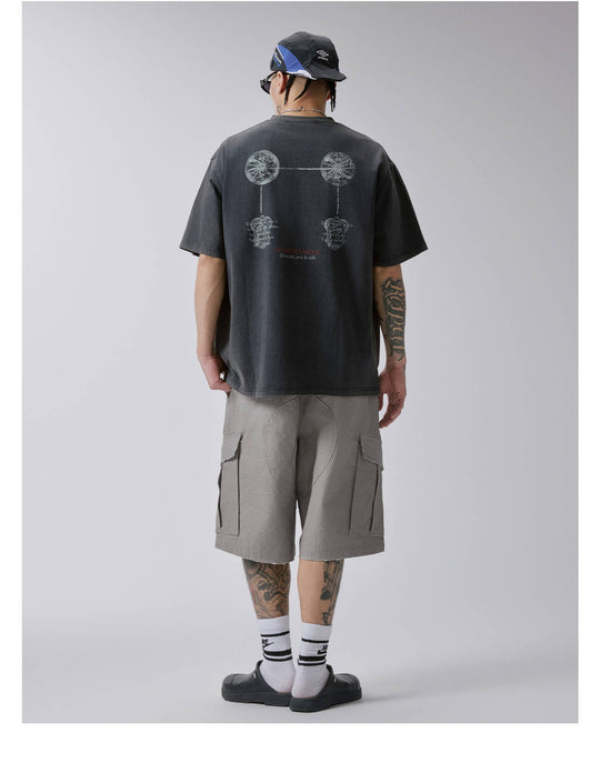 F2CE Vintage Graphic Washed Distressed Short Sleeve Tee | Face 3 Face