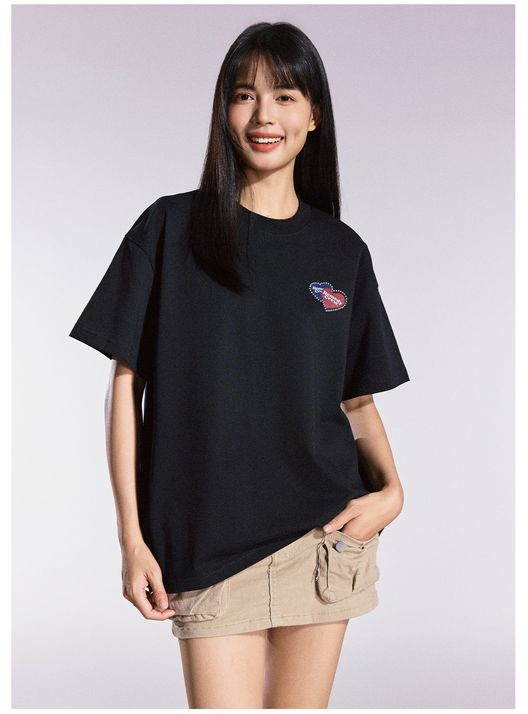 Remedy Blue and Red Love Heart Rhinestone Tee | Face 3 Face