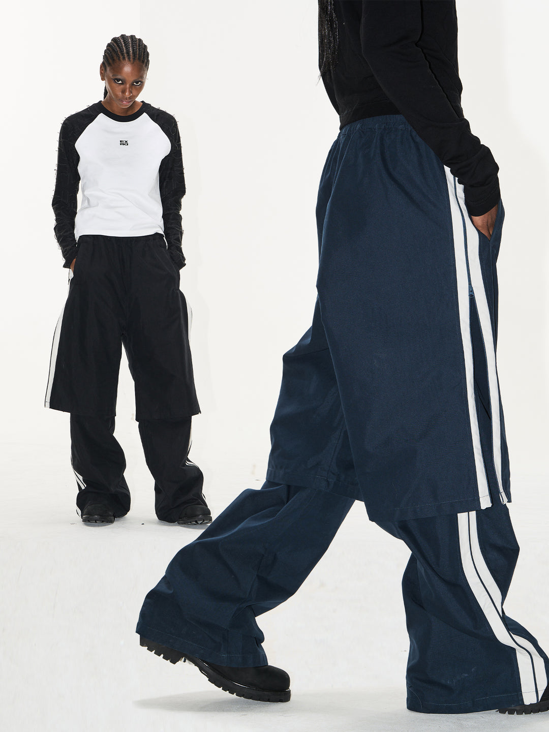 BLIND NO PLAN Double-Layer Color-Blocking Patchwork Sports Pants | Face 3 Face