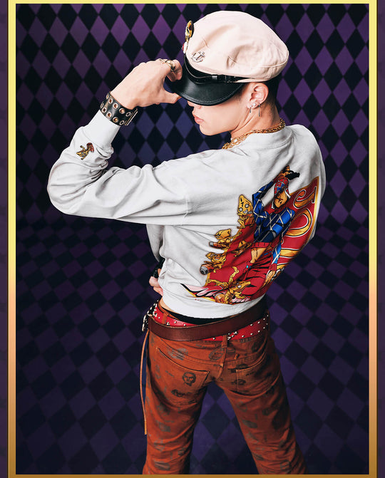 MEDM × JOJO Washed Distressed Character Print Long Sleeve Tee | Face 3 Face