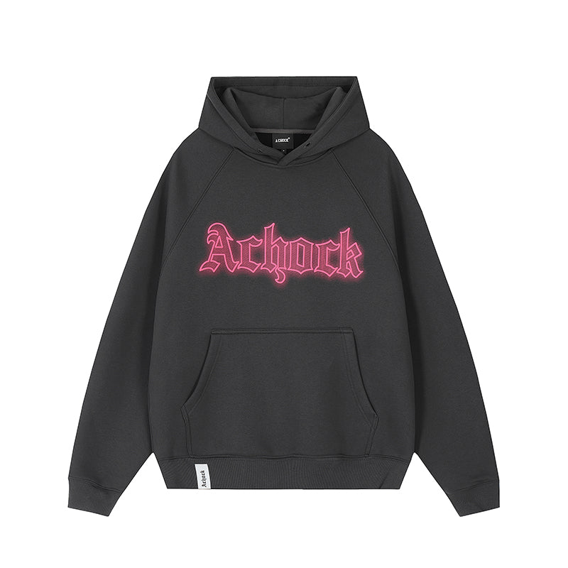Achock Raglan Sleeve Logo Printed Hoodie
