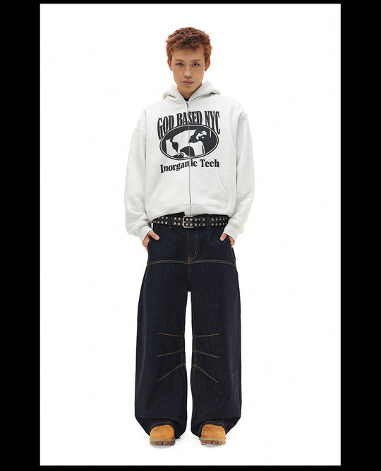 NOVACAM Vintage Print Zip Up Hoodie | Face 3 Face