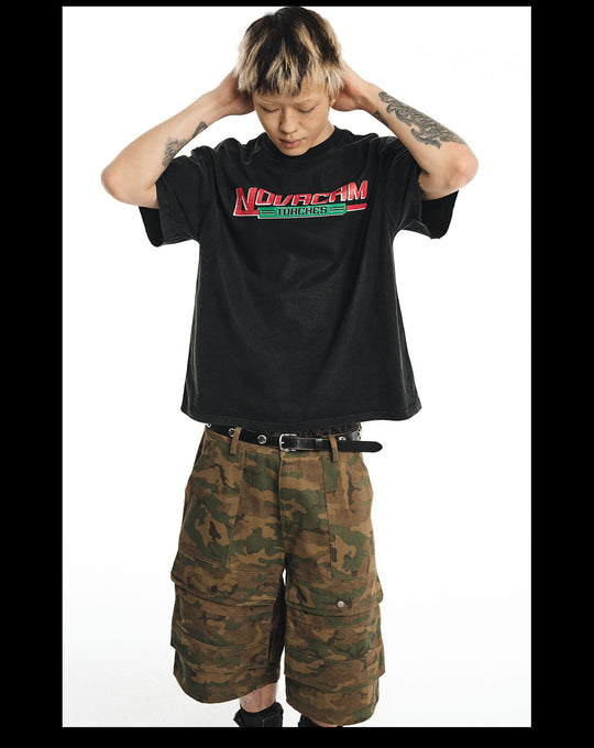 NOVACAM Logo Torches Vintage Print Backstitch Washed Tee | Face 3 Face