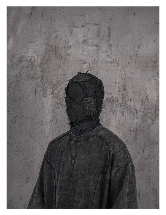 UNDERWATER Black Sand-Washed Faded Deconstructed Tee | Face 3 Face