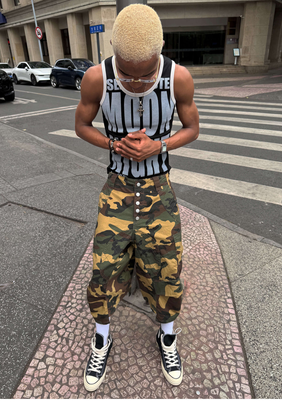 STEEPC Button Fly Camo Baggy Cargo Shorts | Face 3 Face